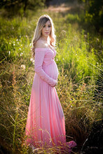 Load image into Gallery viewer, Saslax Maternity Gown Long Sleeve Off shoulder Photo Shoot Dress
