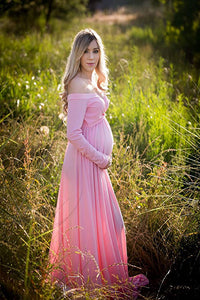 Saslax Maternity Gown Long Sleeve Off shoulder Photo Shoot Dress