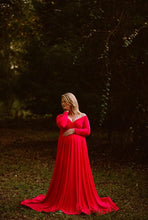 Load image into Gallery viewer, Saslax Maternity Gown Long Sleeve Off shoulder Photo Shoot Dress
