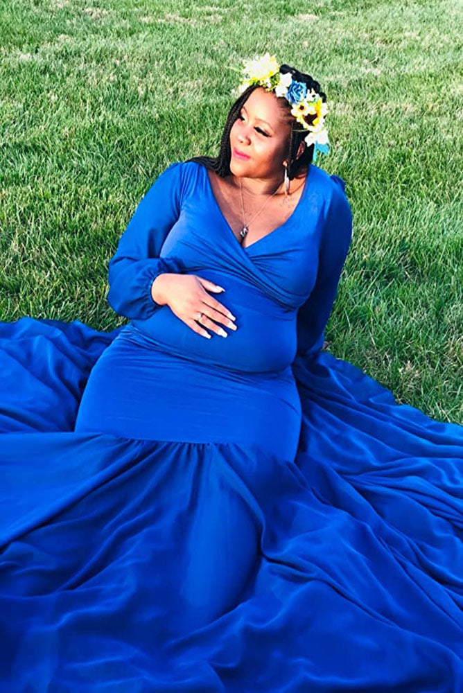 Allure Chiffon Long Sleeve Maternity Gown Allure Chiffon Long Sleeve Maternity Gown