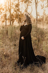Saslax Maternity Dress Long Sleeve Maternity Gown for Photography