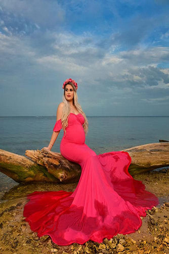 Saslax Off Shoulder Mermaid Maternity Wedding Dress