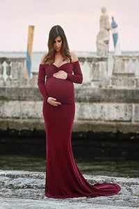 Saslax Maternity Gown Slim Pregnancy Maxi Photography Dress
