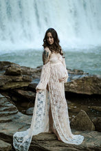 Load image into Gallery viewer, Saslax Maternity Gown Lace off shoulders Long Sleeve Dress
