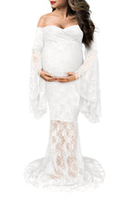 Load image into Gallery viewer, Saslax Lace Off Shoulders Dress Pregnancy Gown for Photoshoot
