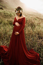 Load image into Gallery viewer, Saslax long sleeve burgundy maternity dress

