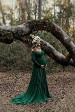 Load image into Gallery viewer, Saslax Maternity Gown Off Shoulder Plus Size Maternity Dress
