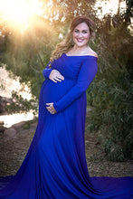 Load image into Gallery viewer, Saslax Maternity Gown Off Shoulder Maxi Maternity Dress
