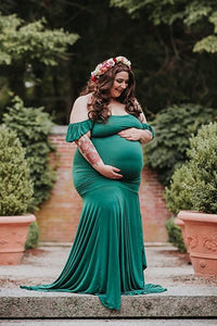 Saslax Short Sleeve Fitted Mermaid Maternity Dress for Baby Shower