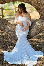 Load image into Gallery viewer, Saslax Short Sleeve Fitted Mermaid Maternity Dress for Baby Shower
