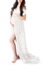 Load image into Gallery viewer, Saslax Maternity Gown Lace off shoulders Dress for Photoshoot
