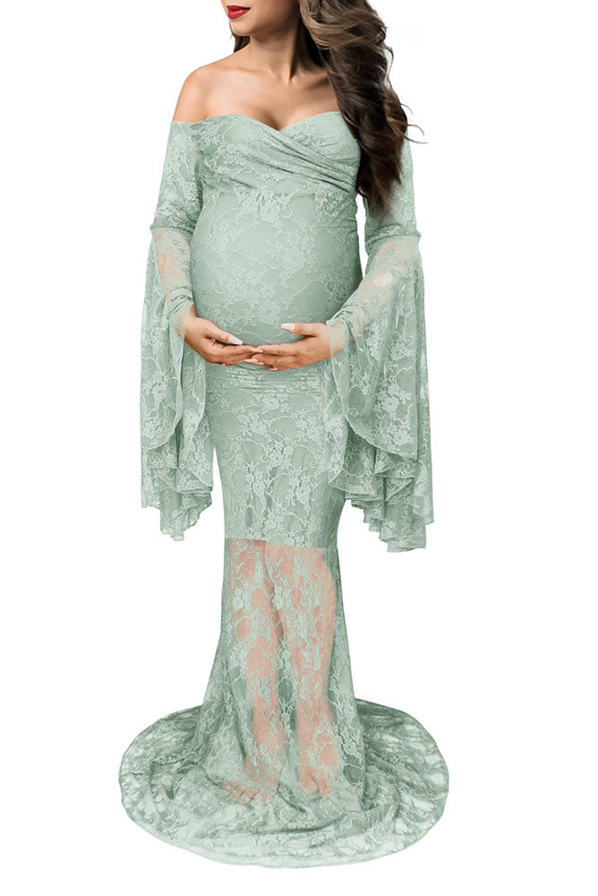 Priscilla Lace Long Sleeve Maternity Gown Priscilla Lace Long Sleeve Maternity Gown