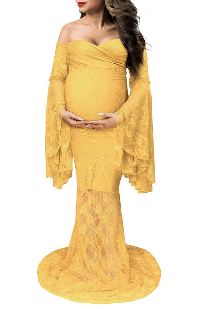 Priscilla Lace Long Sleeve Maternity Gown Priscilla Lace Long Sleeve Maternity Gown